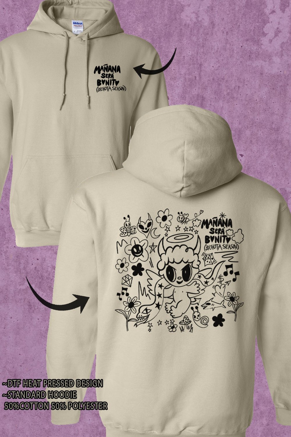 Image of HOODIE BICHOTA SEASON FRONT AND BACK DESIGN