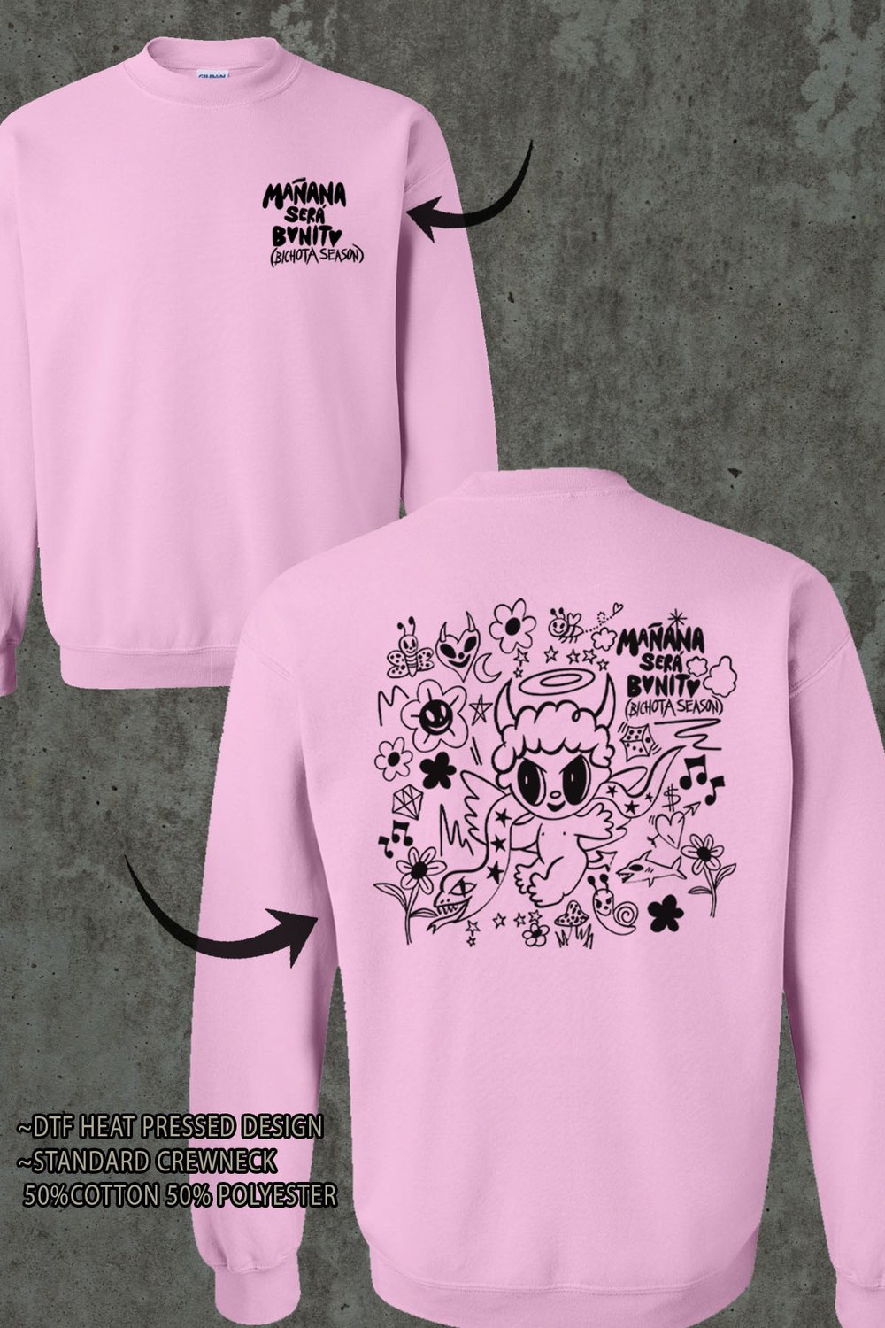 Image of CREWNECK BICHOTA SEASON FRONT AND BACK DESIGN