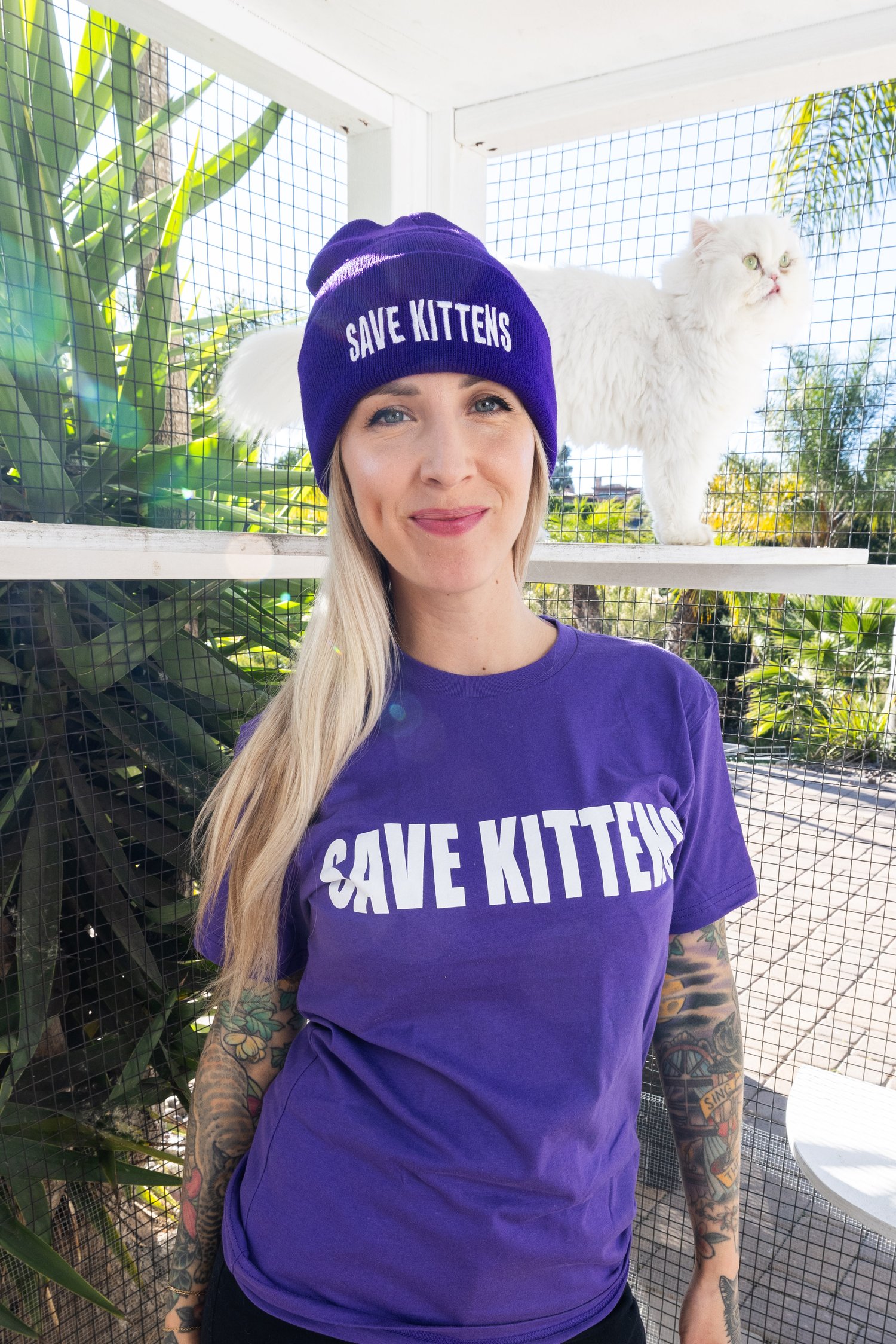 Image of Save Kittens beanie (purple)