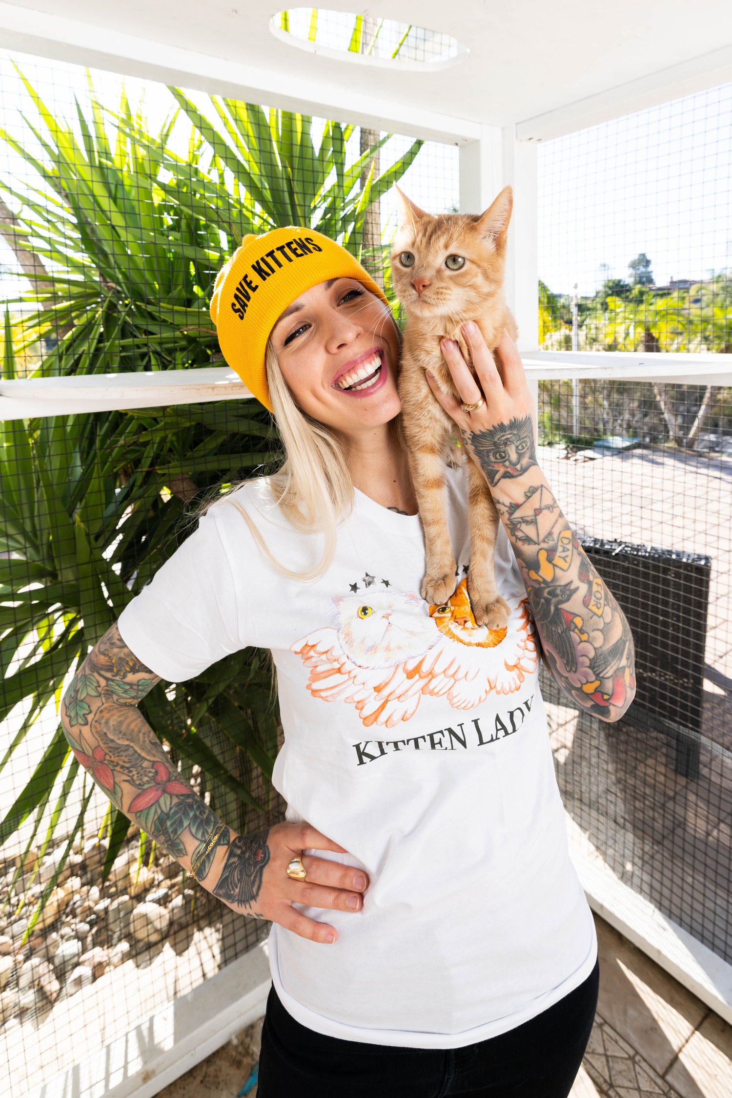 Image of Save Kittens beanie (gold)