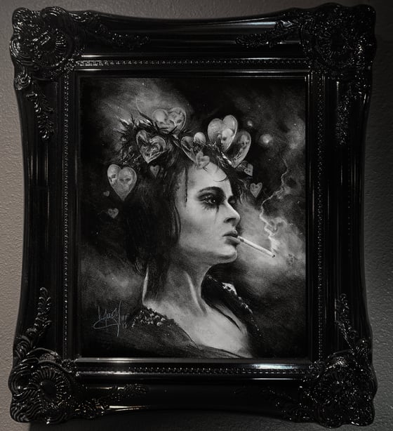 Image of "Crown of Hearts" Original charcoal drawing