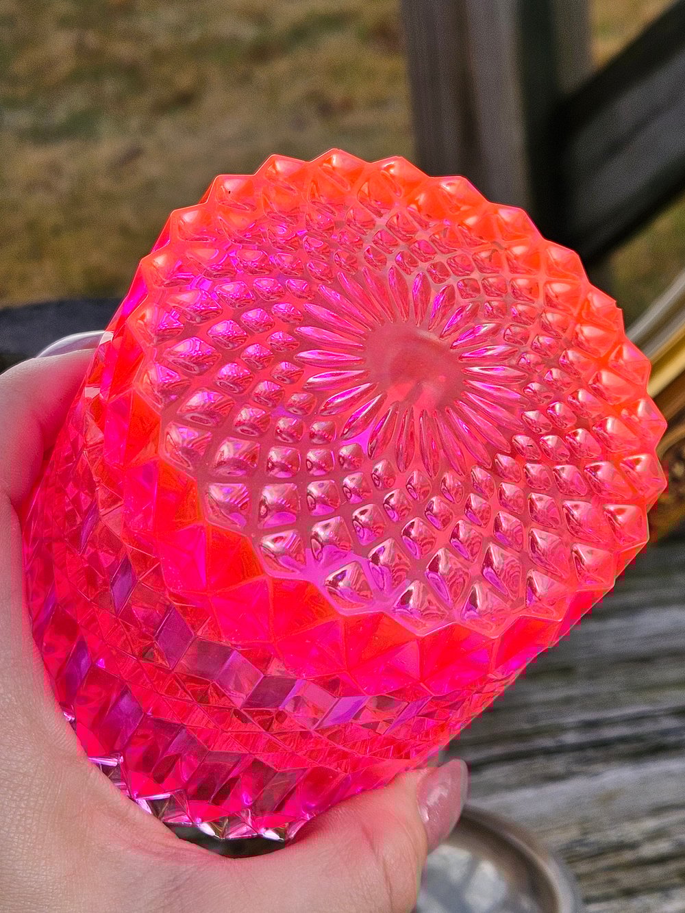 Image of Neon Pink Diamond Cut Box/ Lantern