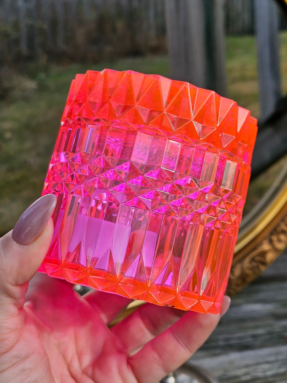 Image of Neon Pink Diamond Cut Box/ Lantern