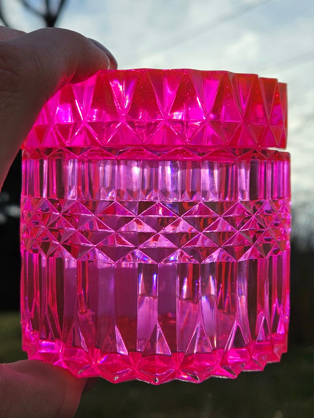 Image of Neon Pink Diamond Cut Box/ Lantern