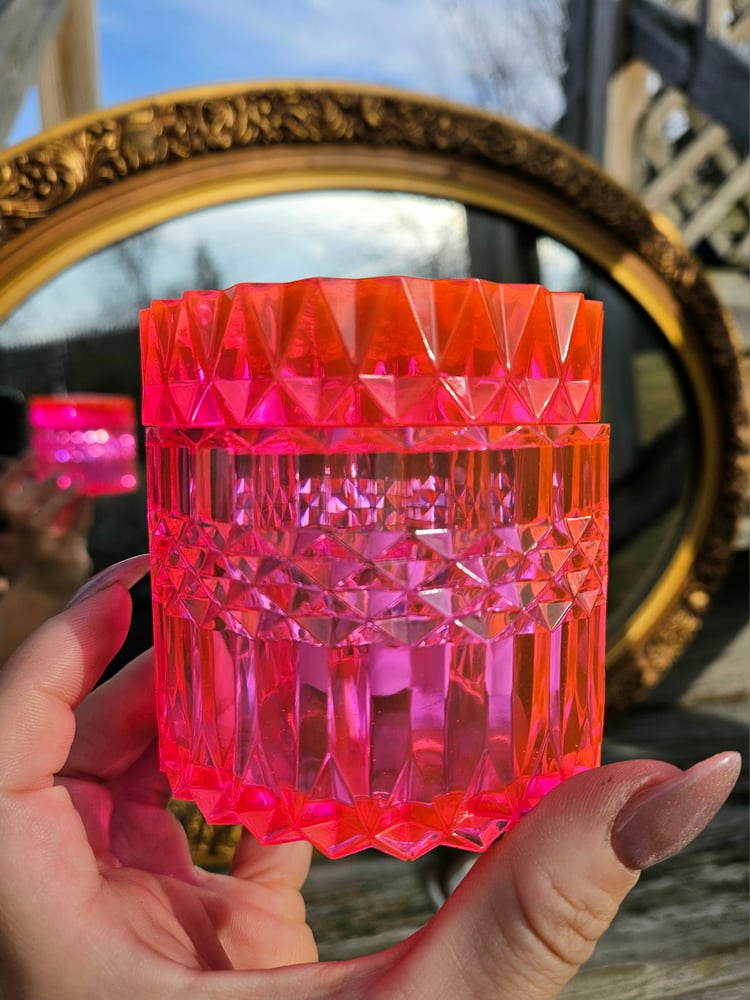 Image of Neon Pink Diamond Cut Box/ Lantern