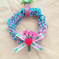 Image 3 of Wreath w/ Hot Pink Flowers