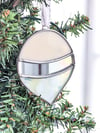 Silver and White Stained Glass Ornament