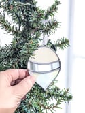 Silver and White Stained Glass Ornament