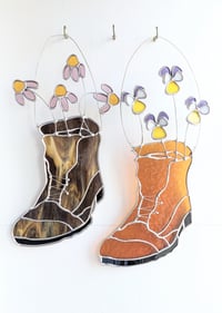 Image 2 of Coneflower Botanical Stained Glass Boot