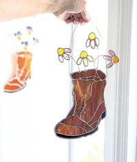Image 3 of Coneflower Botanical Stained Glass Boot