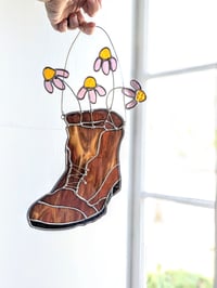 Image 1 of Coneflower Botanical Stained Glass Boot