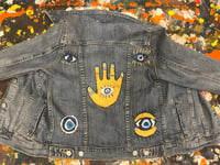 Image 1 of Evil Eye Protection  painted on Levi’s Denim Jacket - acrylic paint/markers 