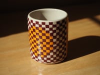 Image 1 of Checkerboard Orange/Maroon Cup