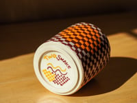 Image 2 of Checkerboard Orange/Maroon Cup