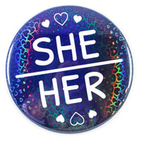 Image 2 of GIANT 6-Inch Pronouns Button - Holographic