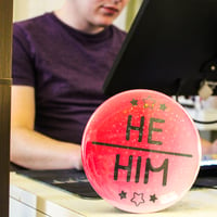 Image 4 of GIANT 6-Inch Pronouns Button - Holographic