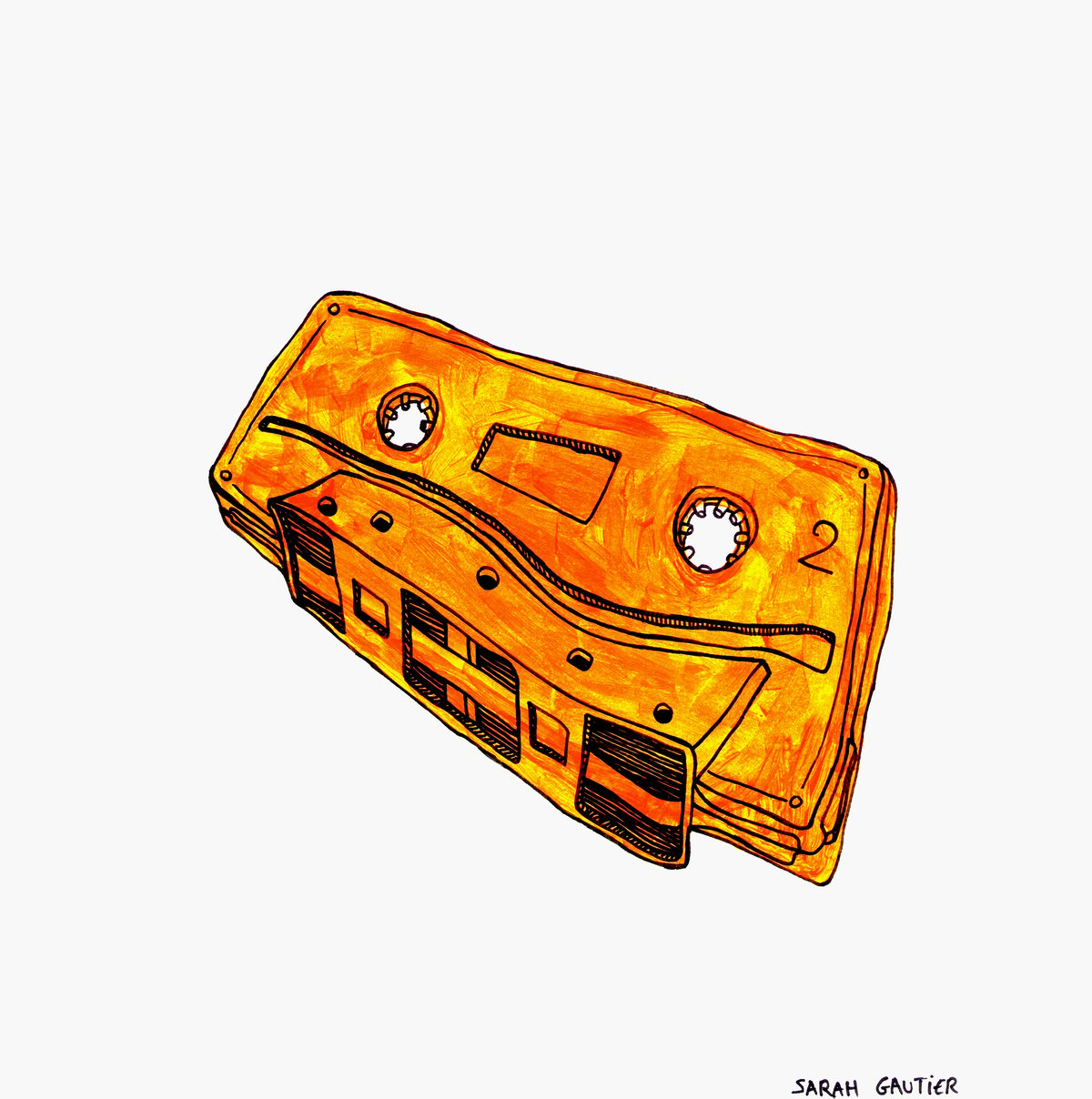 Image of Cassette Orange - Dessin original (25x25cm)