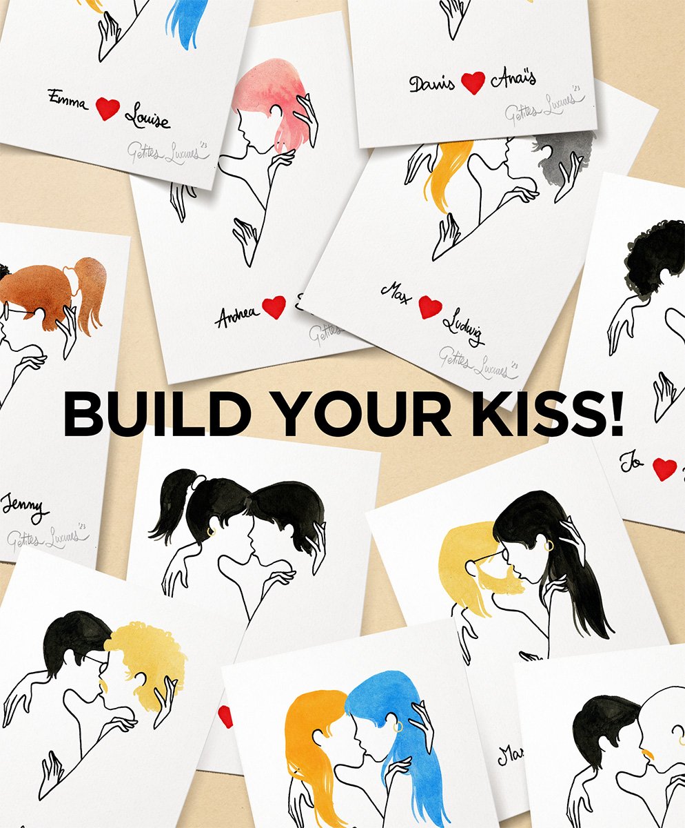 Image of "Build your own kiss" customized art print!