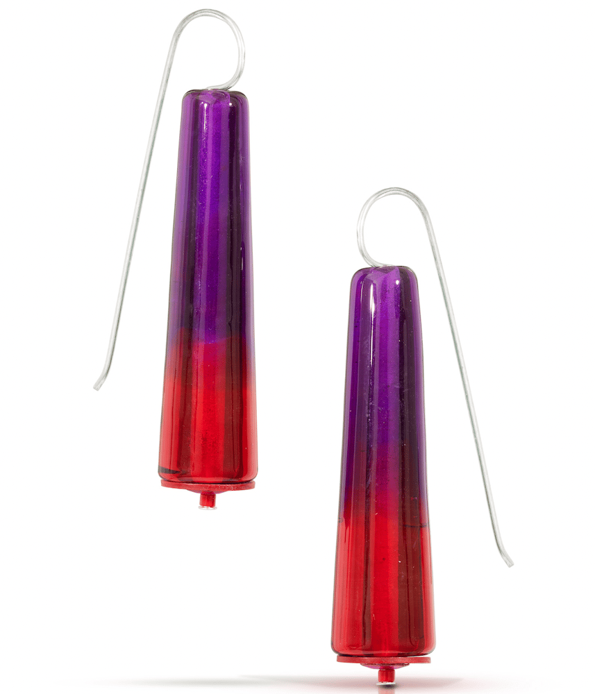 Image of Trumpet Earrings - Deep Pink Purple 