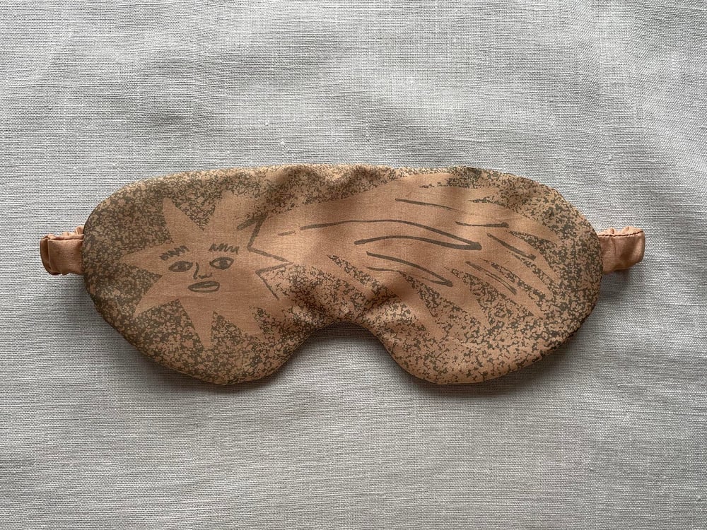 Shooting star silk eye mask: peach and grey