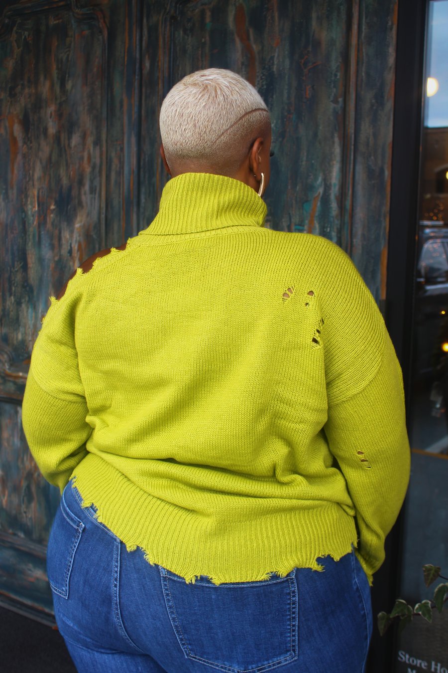 Image of Chartreuse Distressed Sweater
