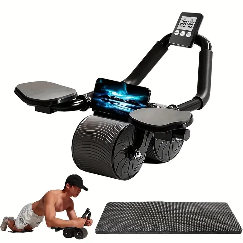 PrecisionCore Ab Roller Wheel Set: Advanced Abdominal Workout System with Automatic Rebound, Timer