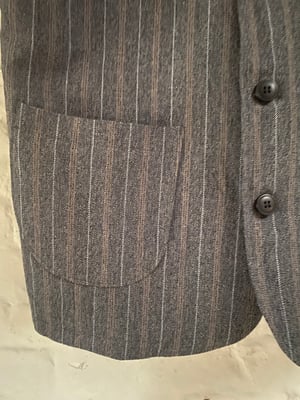 Image of CLAYTON GILET - Grey & brown Stripe wool mix 