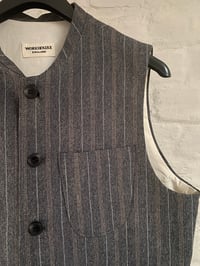 Image 3 of CLAYTON GILET - Grey & brown Stripe wool mix £250.00