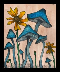 Image 1 of Mushrooms & Daisies - Original Piece