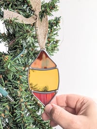 Image 2 of Red and Yellow Stained Glass Ornament