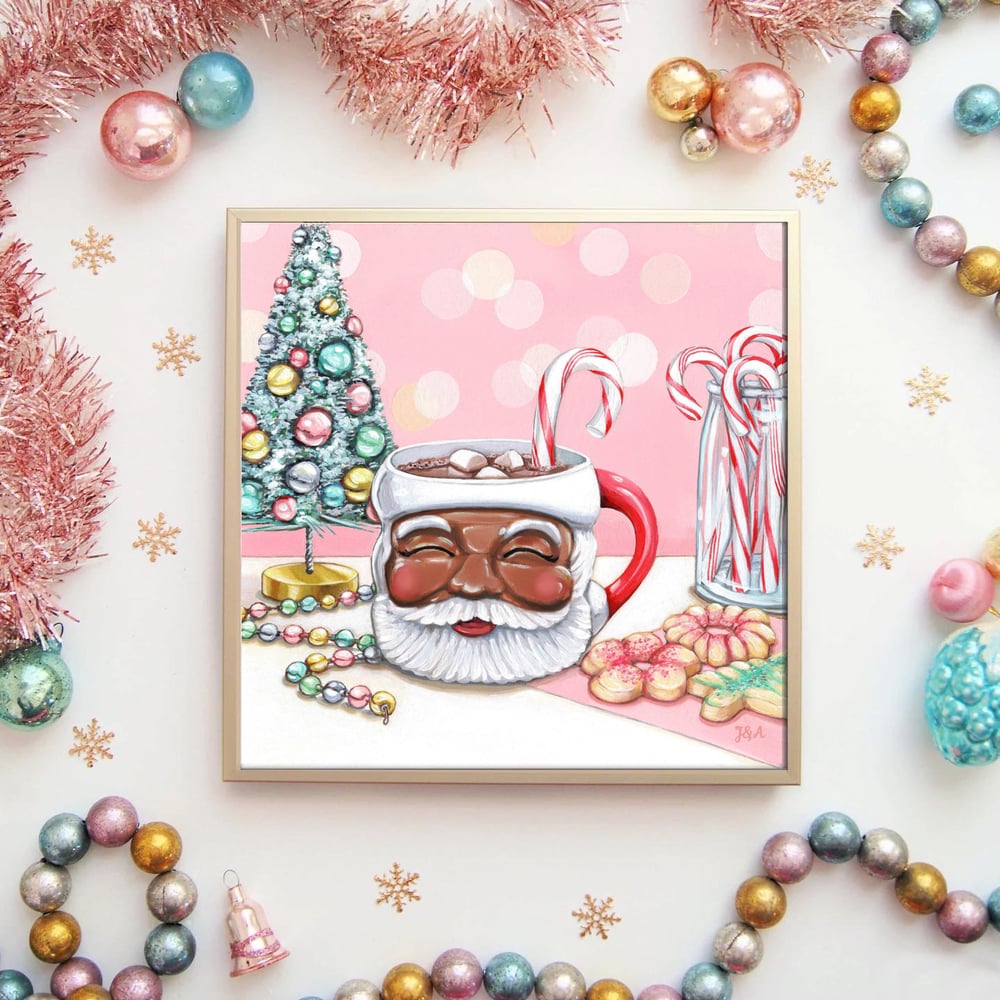 Image of Santa mug 8x8  print  (Black)