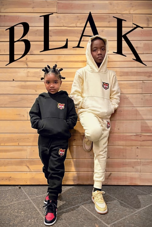 Image of The BLAK Hoodie Set in Cream for Kids