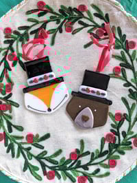 Image 4 of Holly Bear-y Fused Glass Ornament