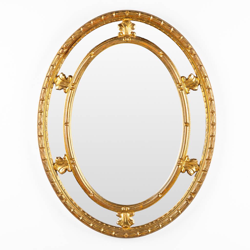 Image of Large vintage oval Neo-Classical style gilt framed mirror by Deknudt