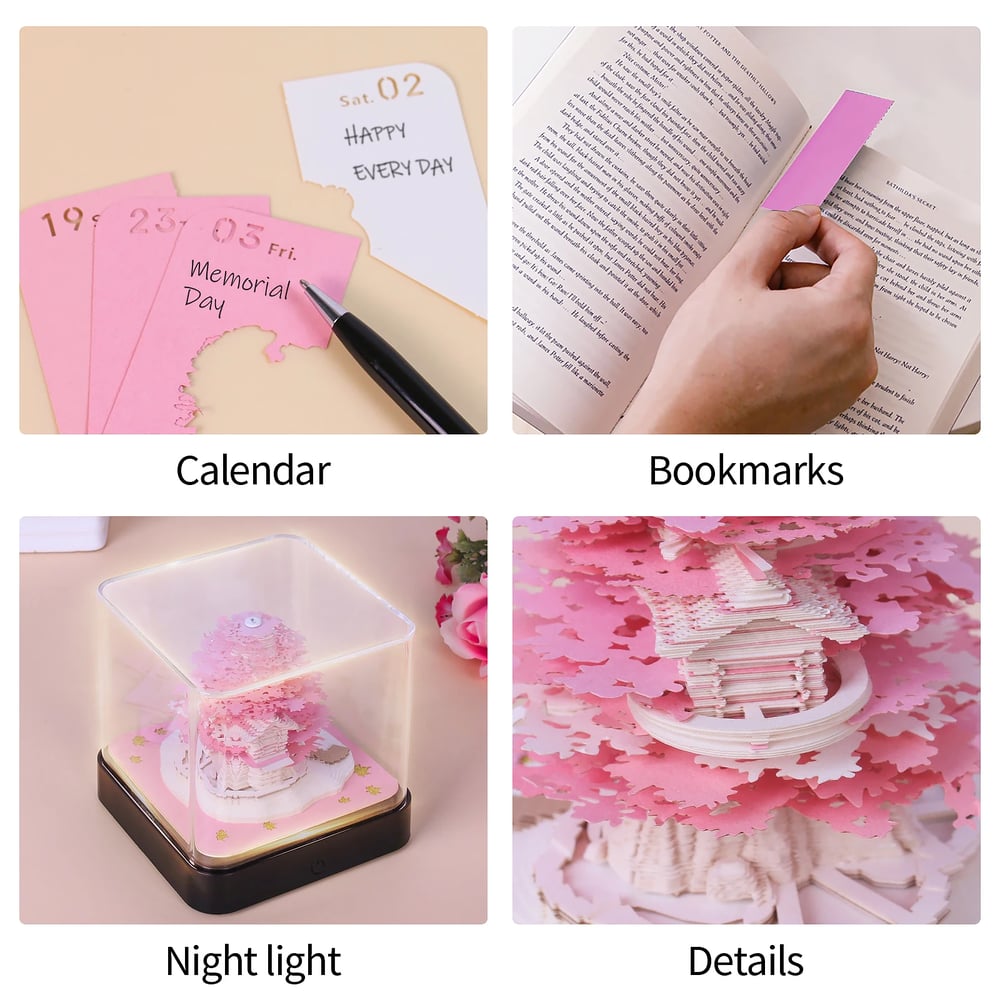 3D Notepad Sakura Tree House Memo Pad Office Calendar Paper Set Your Goals And Dreams For 2024