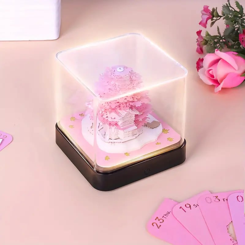 3D Notepad Sakura Tree House Memo Pad Office Calendar Paper Set Your Goals And Dreams For 2024 
