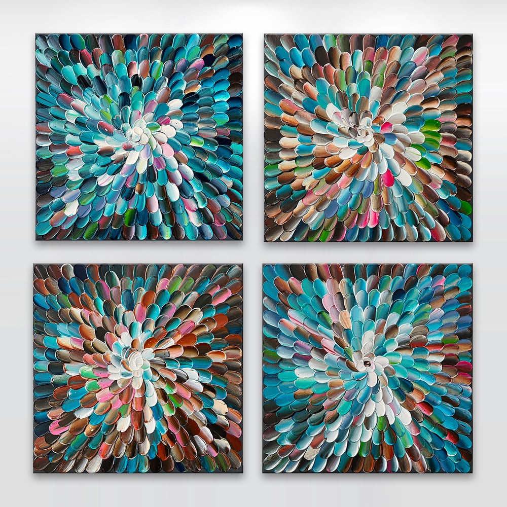 Image of Azure flore - 30x30cm - 4 pieces