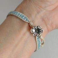 Image 2 of Blue Crystal Single Wrap Bracelet