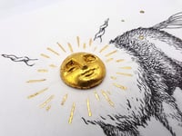 Image 3 of Sunbear I - original drawing with gold-plated appliqué