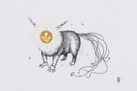 Image 1 of Sunbear I - original drawing with gold-plated appliqué