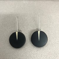 Image 1 of black circle drop earrings 