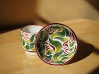 Image 2 of Green/Maroon Cups and Bowl
