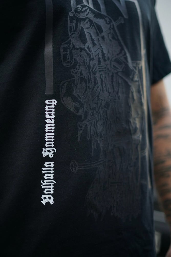 Image of Shirt "Valhalla Hammering" - Black/Black