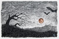 Image 1 of Stormy Night - original drawing with a silver-plated appliqué