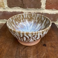 Image 1 of White on Brown Pattern Bowl