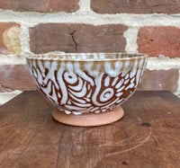 Image 2 of White on Brown Pattern Bowl