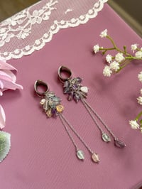 Image 1 of Rainbow Fluorite Cluster Dangles (Silver)