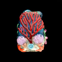 Image 2 of XXXL. Clownfish Family in a Pale Peach Anemone - Flamework Glass Sculpture