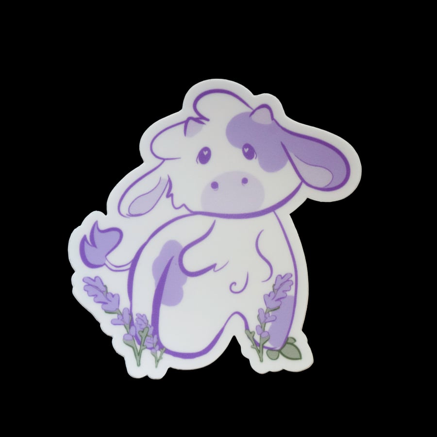 Image of Lavender Cow Sticker.