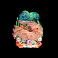 Image 1 of XXXL. Dusty Rose Anemone with Clownfish - Flamework Glass Sculpture
